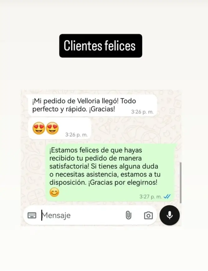 Reseña de cliente Velloria