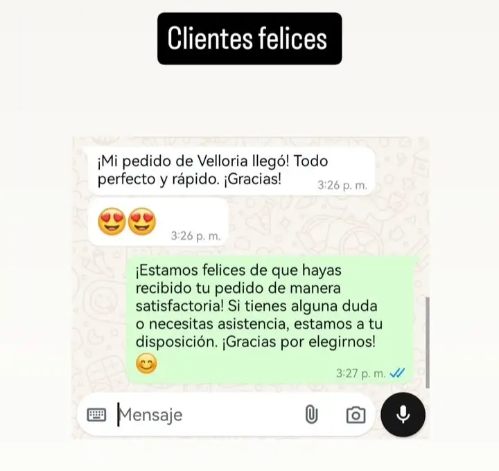 Reseña de cliente Velloria